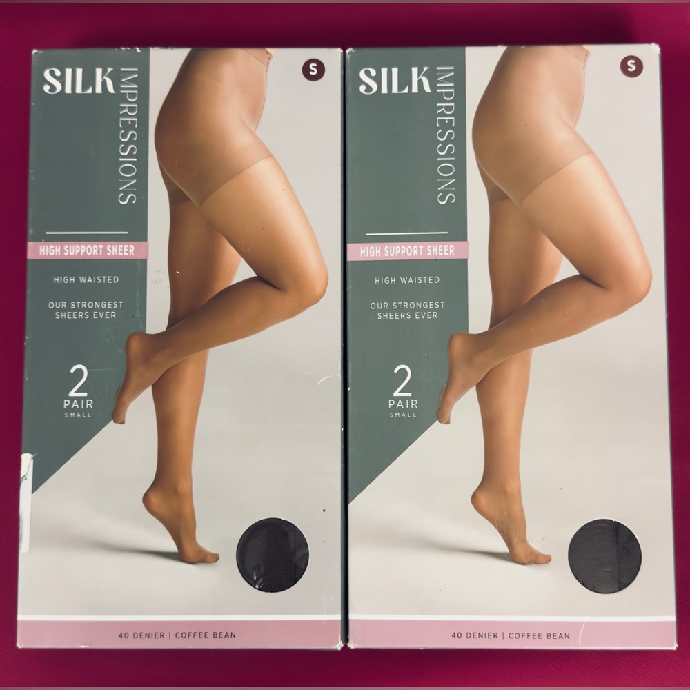 Silk Impressions High Support 40 Denier Strongest Coffee Bean Nylons 4 Pairs NWT